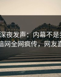 神秘人深夜发声：内幕不是我干的！爆料网暗网全网疯传，网友直呼过瘾