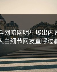 刚刚爆料网暗网明星爆出内幕，真相大白细节网友直呼过瘾