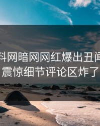 本周爆料网暗网网红爆出丑闻，令人震惊细节评论区炸了