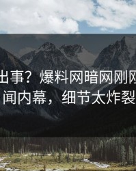 网红又出事？爆料网暗网刚刚曝出丑闻内幕，细节太炸裂