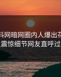 实时爆料网暗网圈内人爆出花絮，令人震惊细节网友直呼过瘾
