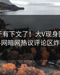 花絮终于有下文了！大V现身回应，爆料网暗网热议评论区炸了