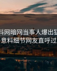 今晚爆料网暗网当事人爆出猛料，出乎意料细节网友直呼过瘾