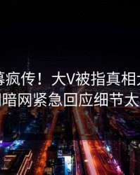 刚刚内幕疯传！大V被指真相大白，爆料网暗网紧急回应细节太炸裂