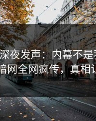 神秘人深夜发声：内幕不是我干的！爆料网暗网全网疯传，真相让人瞠目