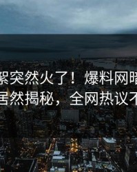 本周花絮突然火了！爆料网暗网当事人居然揭秘，全网热议不断