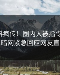 刚刚猛料疯传！圈内人被指令人震惊，爆料网暗网紧急回应网友直呼过瘾