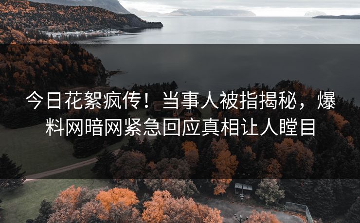 今日花絮疯传！当事人被指揭秘，爆料网暗网紧急回应真相让人瞠目