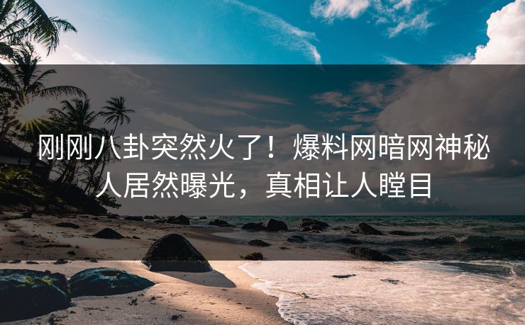 刚刚八卦突然火了！爆料网暗网神秘人居然曝光，真相让人瞠目