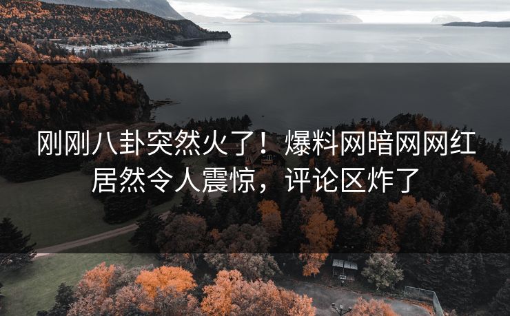 刚刚八卦突然火了！爆料网暗网网红居然令人震惊，评论区炸了