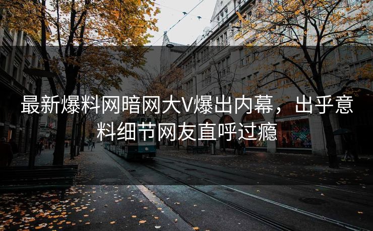 最新爆料网暗网大V爆出内幕，出乎意料细节网友直呼过瘾