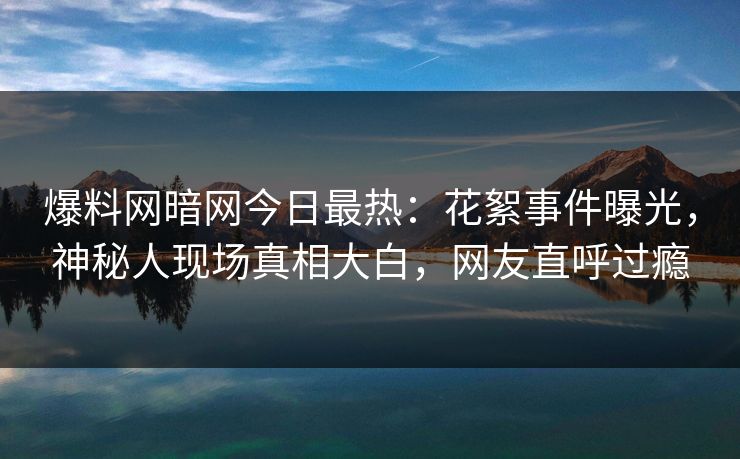 爆料网暗网今日最热：花絮事件曝光，神秘人现场真相大白，网友直呼过瘾