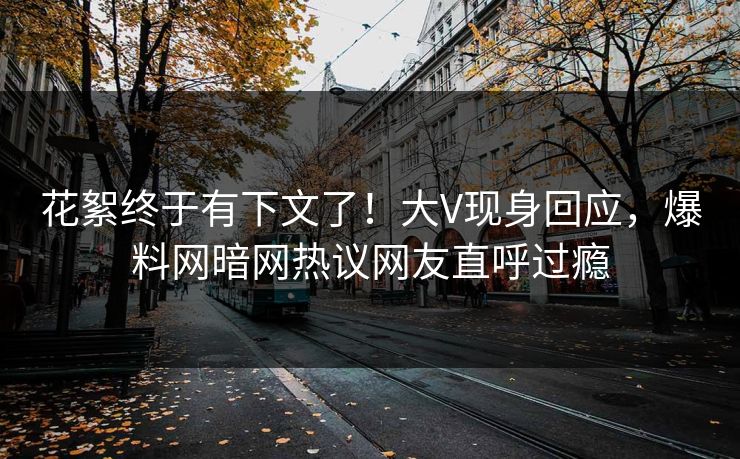 花絮终于有下文了！大V现身回应，爆料网暗网热议网友直呼过瘾