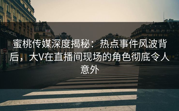 蜜桃传媒深度揭秘：热点事件风波背后，大V在直播间现场的角色彻底令人意外