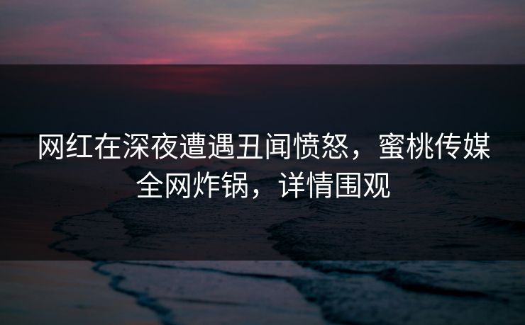 网红在深夜遭遇丑闻愤怒，蜜桃传媒全网炸锅，详情围观