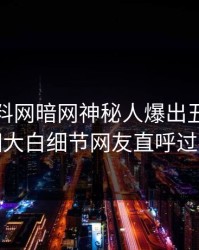 今晨爆料网暗网神秘人爆出丑闻，真相大白细节网友直呼过瘾