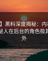 【独家】黑料深度揭秘：内幕风波背后，神秘人在后台的角色极其令人意外