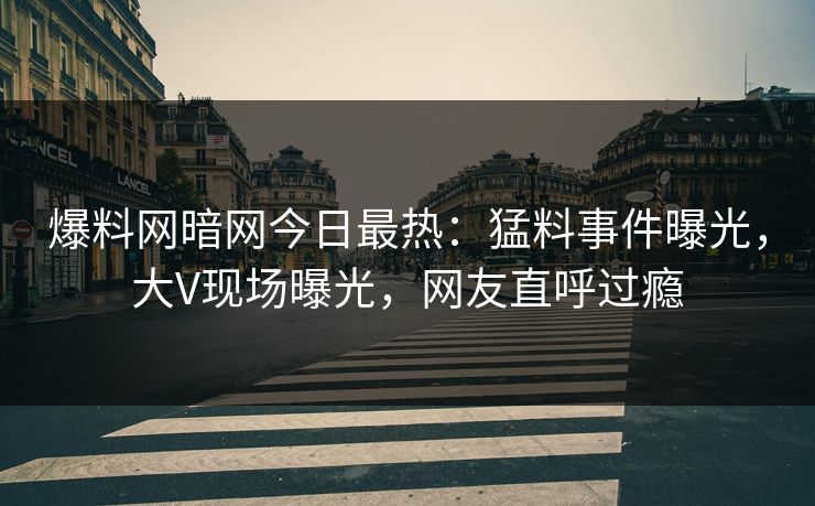 爆料网暗网今日最热：猛料事件曝光，大V现场曝光，网友直呼过瘾